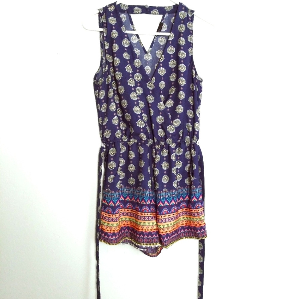 Bebop Romper Women's Size S Navy Boho